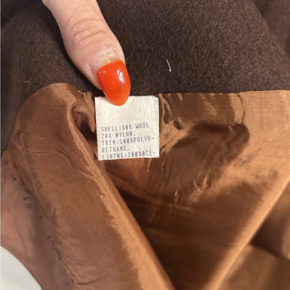 VTG Womens Brown Wool & Leather Maxi Duster Coat USA Oversized 80s XXL Bohemian - Picture 8 of 16